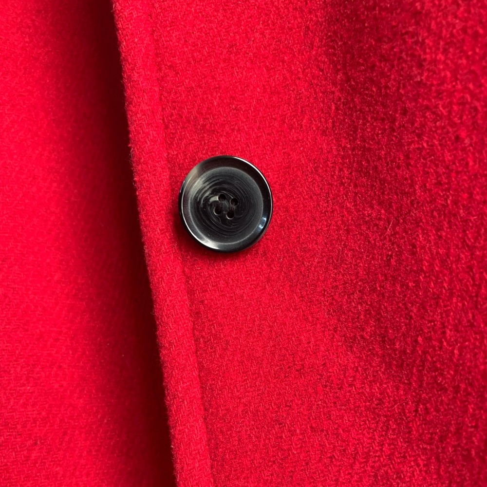 Classic red wool peacoat, women’s medium winter coat, fully lined, pocket detail - Picture 5 of 11